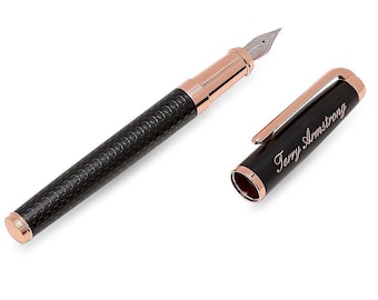Personalized Quality Black and Rose Gold Color Fountain Pen - Free Engraving!