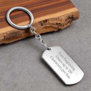 Personalized Stainless Steel Dog Tag Keychain - Free Engraving!