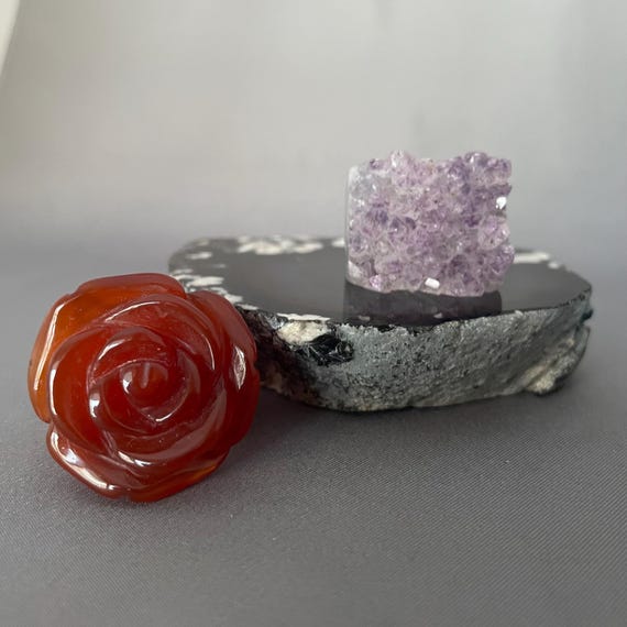 Statement Ring Carved from Stone Only: Amethyst D… - image 7