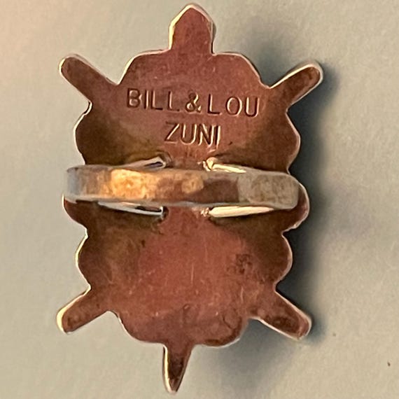 Vintage Zuni Turtle Statement Ring signed Bill & … - image 10