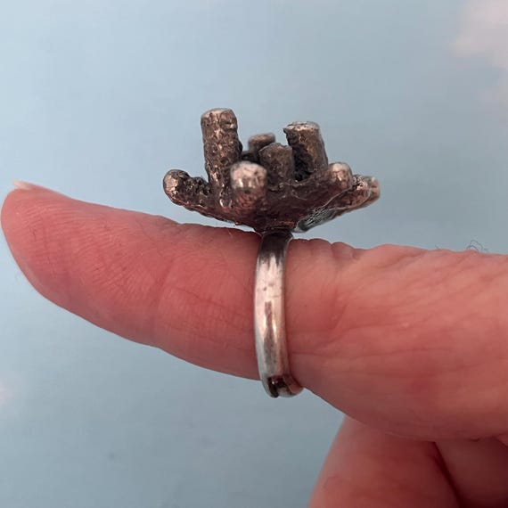 Brutalist Style Statement Ring, 1980s, Adjustable… - image 5