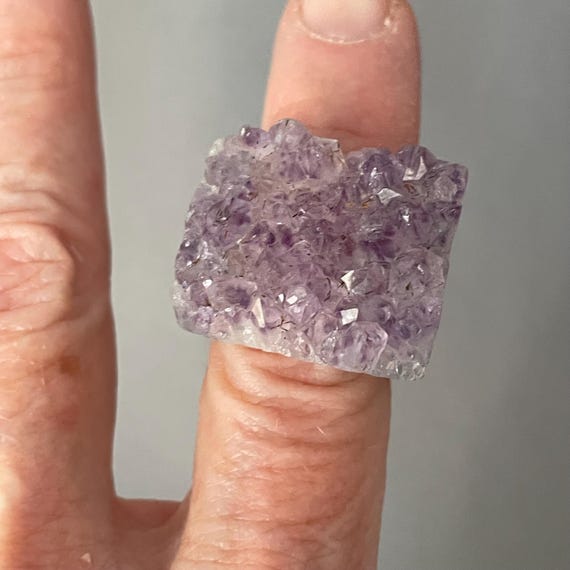 Statement Ring Carved from Stone Only: Amethyst D… - image 6