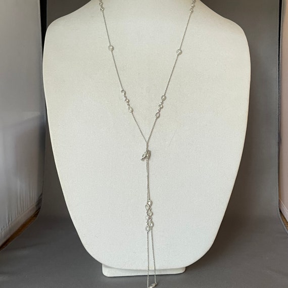 Silver Plate and Faceted Crystals Long Necklace - image 6