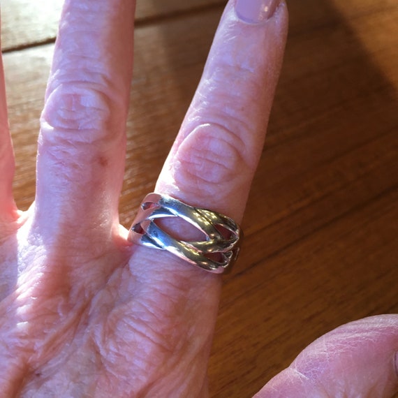 Size 10 Interwoven Pattern Sterling Ring, Unisex,… - image 1