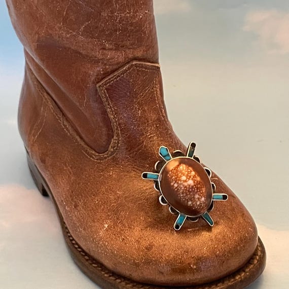 Vintage Zuni Turtle Statement Ring signed Bill & … - image 8
