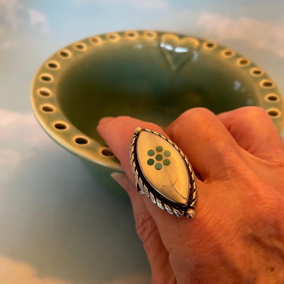 Sterling Statement Ring with Marquise Shaped Moth… - image 10