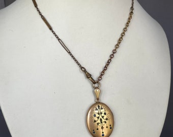 Antique Locket with Stones on Antique Watch Chain