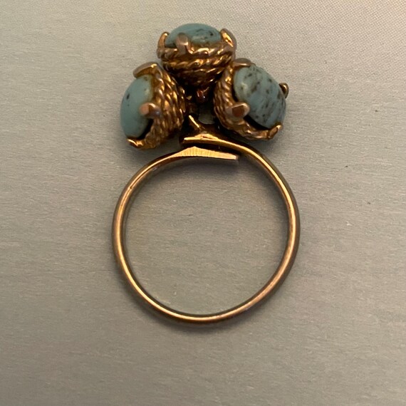 Set of 2 Matching Rings with 3 Larimar Stones on … - image 7