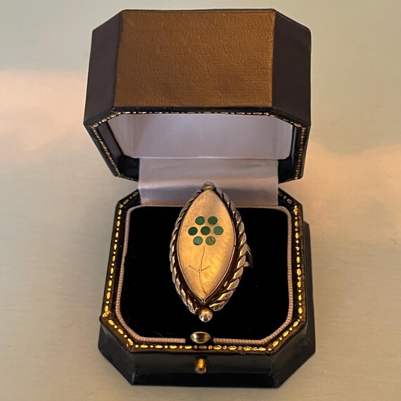 Sterling Statement Ring with Marquise Shaped Moth… - image 8