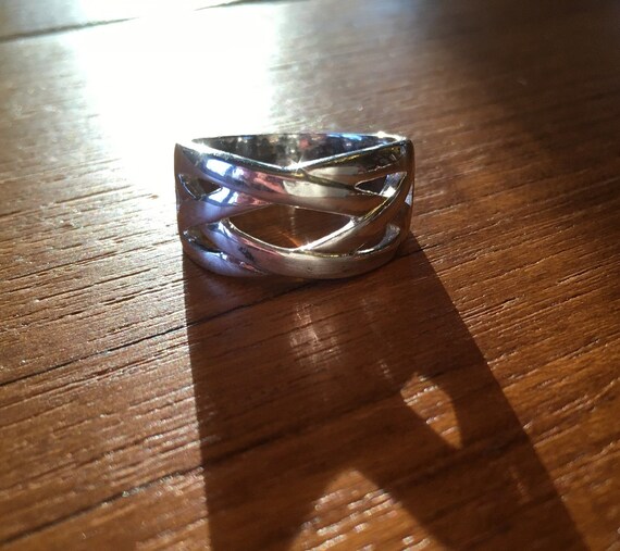 Size 10 Interwoven Pattern Sterling Ring, Unisex,… - image 2