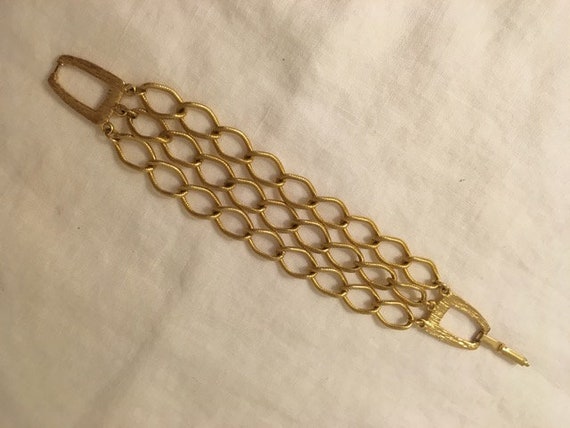1970s Gold Plate 3-Strand Chain Bracelet - image 4