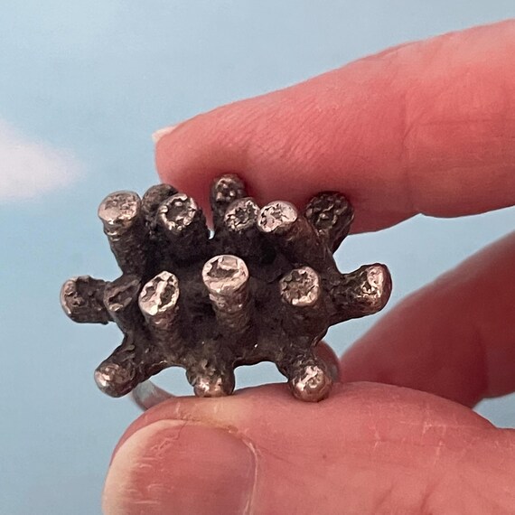 Brutalist Style Statement Ring, 1980s, Adjustable… - image 2