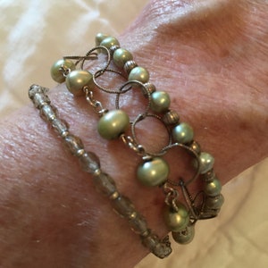 4 Strand Bracelet with Freshwater Pearls, Sterling Chain and More
