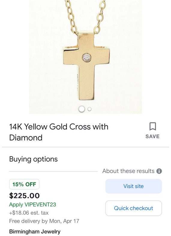 Antique 14 K Gold Cross with Diamond on Gold Plat… - image 10