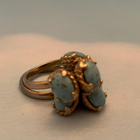 Set of 2 Matching Rings with 3 Larimar Stones on … - image 9