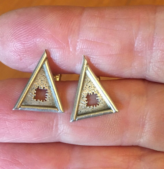 Artisan Made Triangular Geometric Sterling Earrin… - image 2