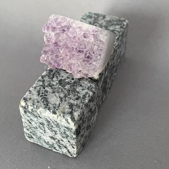 Statement Ring Carved from Stone Only: Amethyst D… - image 3