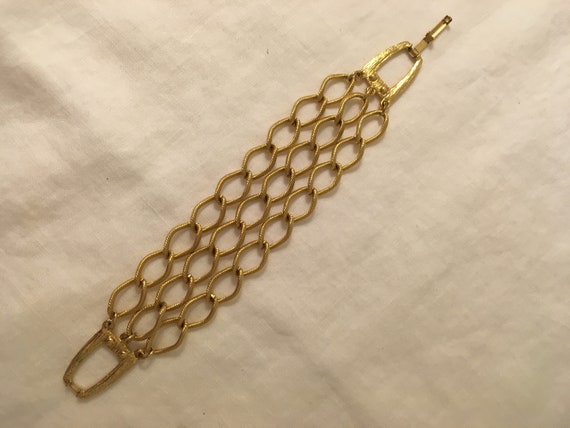 1970s Gold Plate 3-Strand Chain Bracelet - image 1