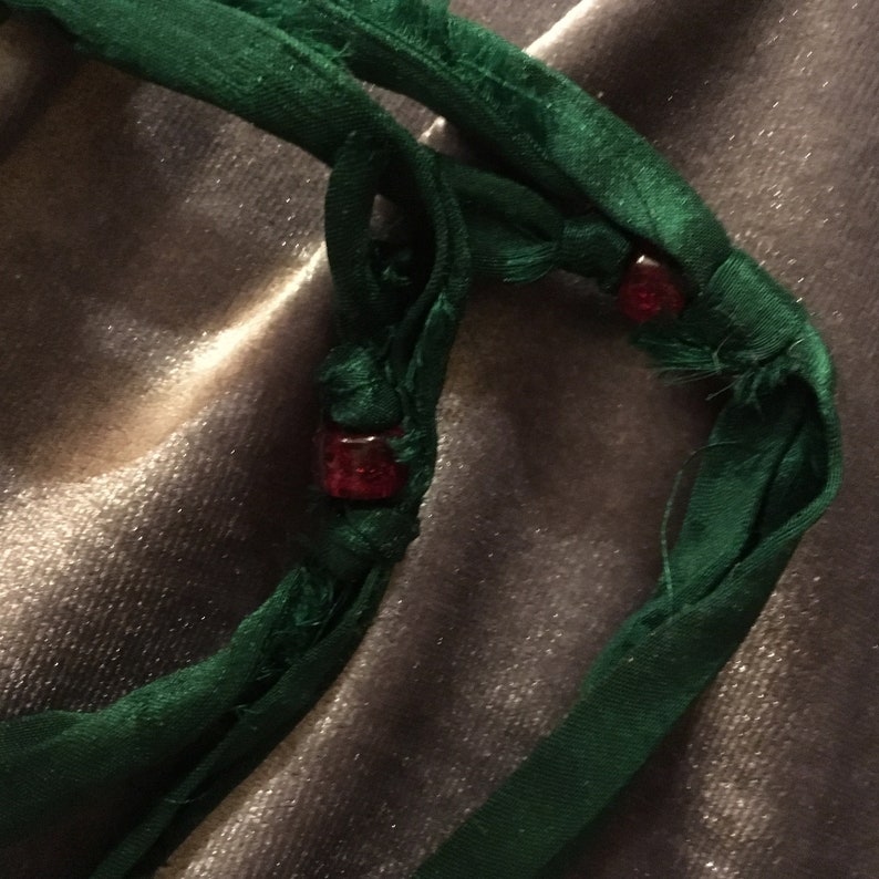 Vintage GreenRed Enamel Medal Necklace