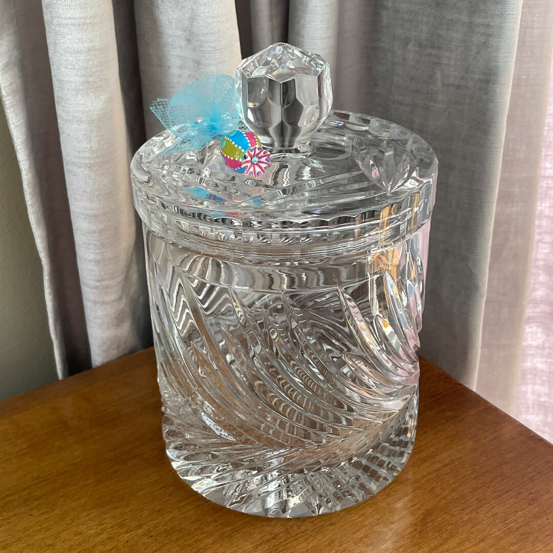 Made in Poland, Handcut 24 Lead Crystal Biscuit Jar by Crystal Clear