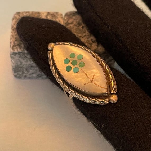 Sterling Statement Ring with Marquise Shaped Moth… - image 2