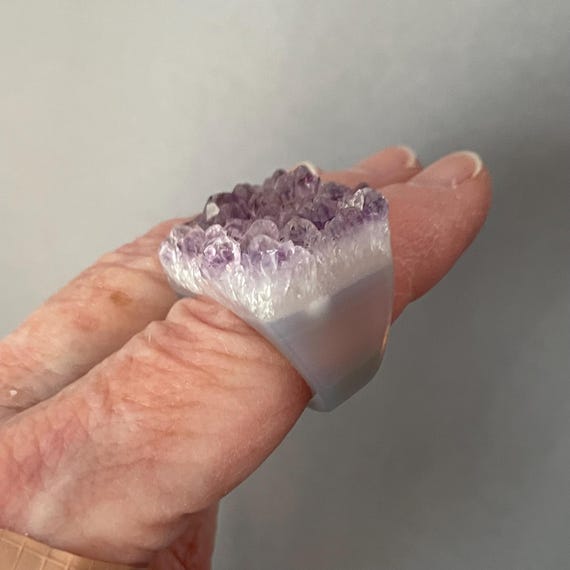 Statement Ring Carved from Stone Only: Amethyst D… - image 5