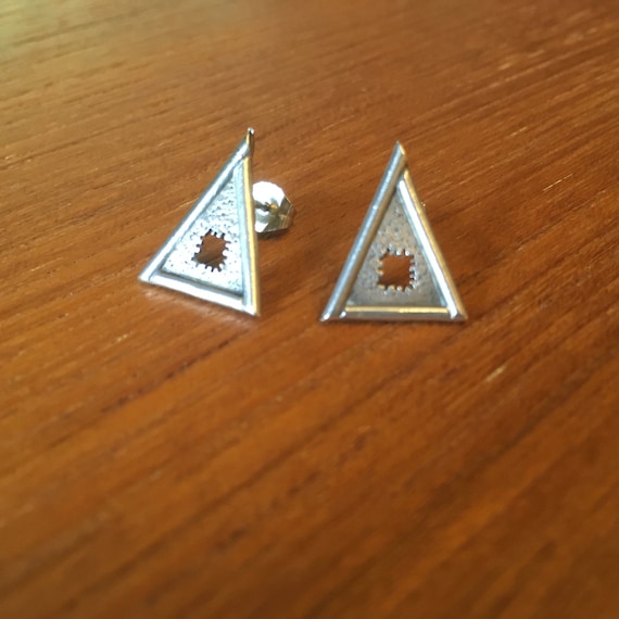 Artisan Made Triangular Geometric Sterling Earrin… - image 1