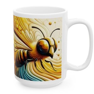 Honeybee Ceramic Mug, Beehive Coffee Cup, Garden Theme Tea Mug, Insect Lover Gift, Nature Inspired Drinkware, Buzzing Bee Cup