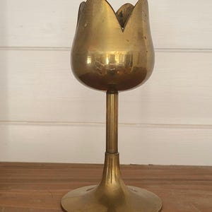 Brass Tulip Candlestick Holder 6.5 inches Tall