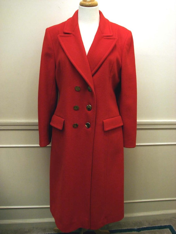 Vintage 60s 70s EVAN PICONE Red Wool Military Coat
