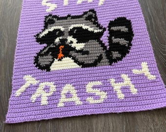 Stay Trashy Raccoon Tapestry Crochet Pattern | Wall Hanging PDF | Beginner Friendly