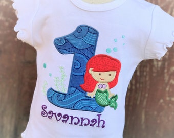 Girls Mermaid Birthday Shirt - Personalized - Mermaid Party - Ruffle Shirt - Mermaid Dress - First Birthday - Toddler Girls - Mermaids