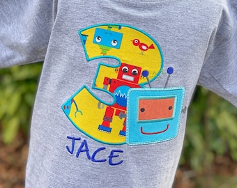 Personalized Robot Birthday Shirt - Boys Robot Shirt - Robot Party - First Birthday Shirt - Robot Shirt - Robots