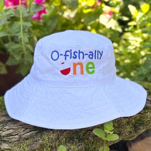 Personalized Big One Fishing Hat: Embroidered First Birthday Sunhat image 1