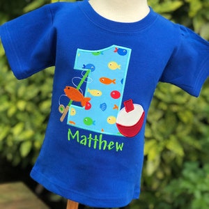 Boys Fishing 2nd Birthday Party Embroidered Shirt Any Age