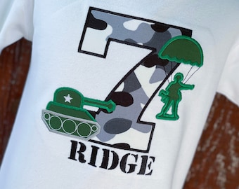 Camo Tank Birthday Shirt - Personalized Army Party Tee