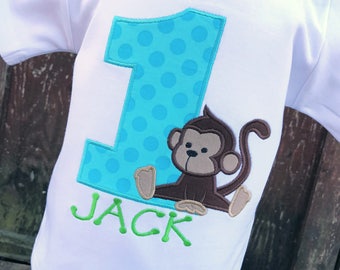 Personalized JUNGLE MONKEY Bananas Boy Girl Name /& Initial or Birthday T Shirt