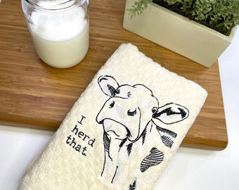 I Herd That Towel - Cow Towel - Funny Towel - Kitchen Towel - Dish Towel - Cow Lover Gift