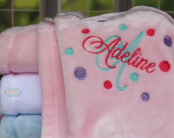Personalized Baby Blanket - Polka Dots - Baby Shower Gift