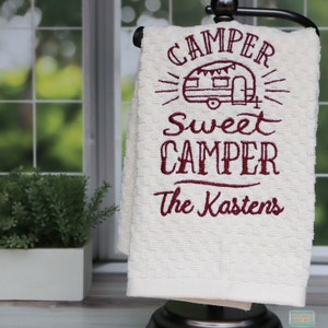 Personalized Camper Sweet Camper Kitchen Towel image 2