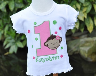 Personalized JUNGLE MONKEY Bananas Boy Girl Name /& Initial or Birthday T Shirt