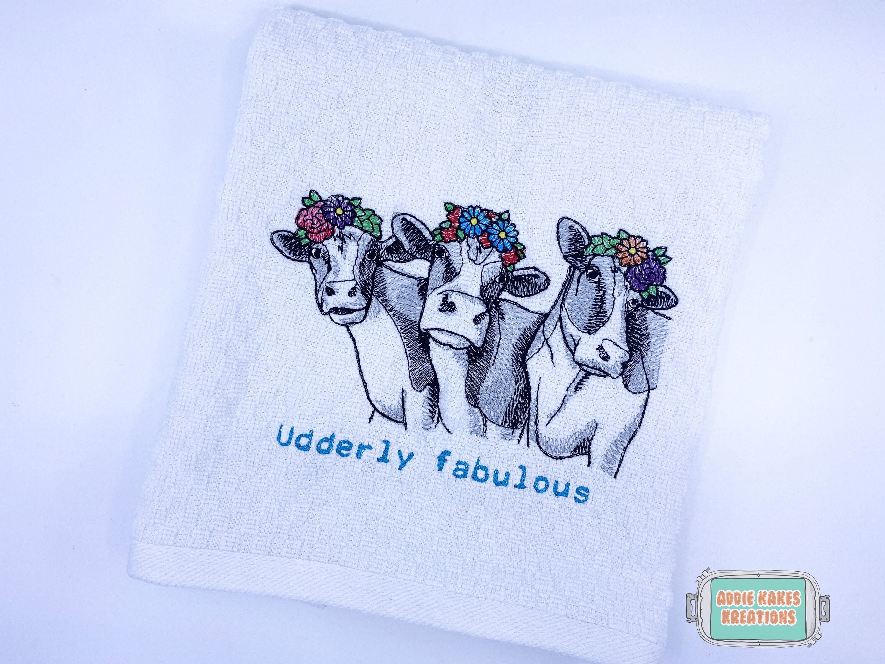 Udderly Fabulous Towel Cow Towel Funny Towel Kitchen Towel Dish Towel Cow  Lover Gift 