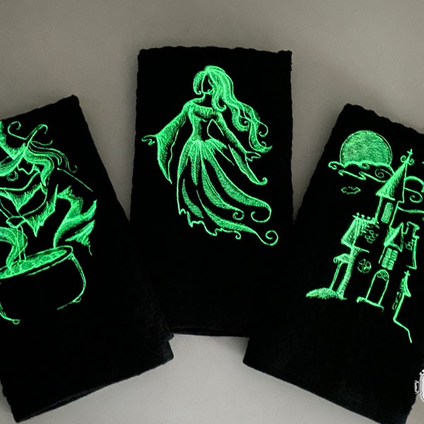 Glow in the Dark Halloween Kitchen Towel - Choice of 8 Designs