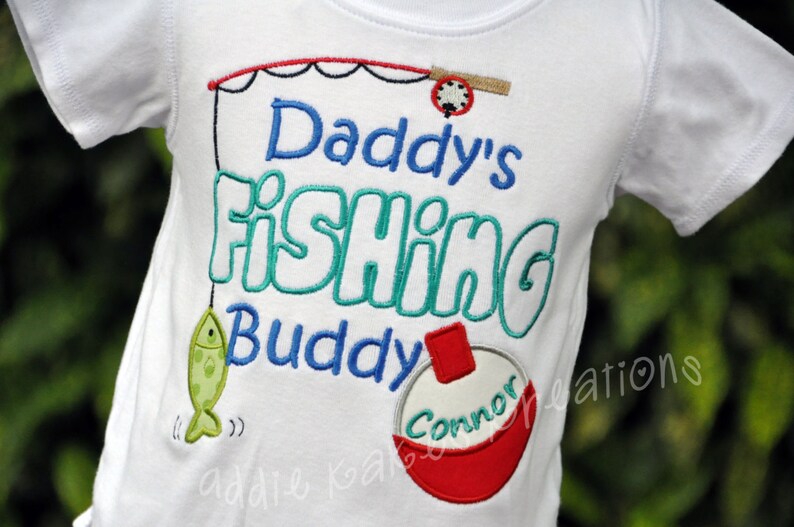Personalized Daddy's Fishing Buddy Bodysuit or Kids Shirt image 1