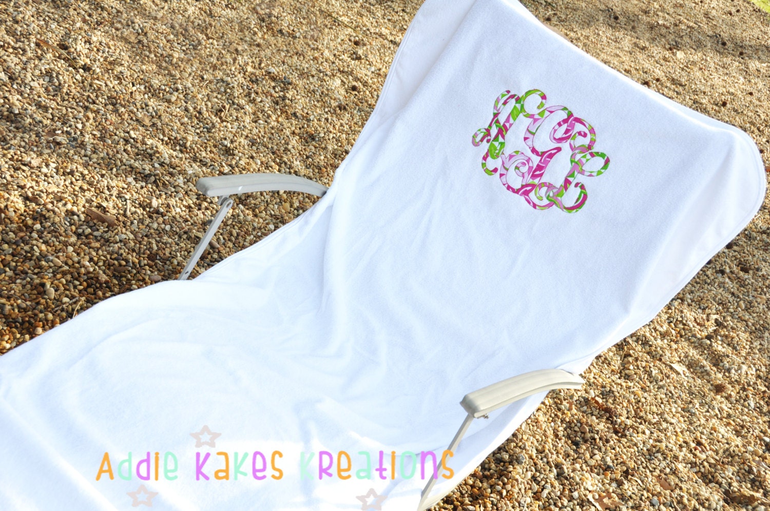 Fancy Vine Applique Monogrammed Terry Chaise Lounge Chair Etsy