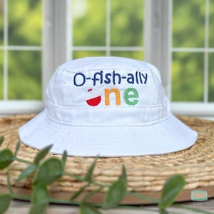 Personalized Big One Fishing Hat: Embroidered First Birthday Sunhat image 5
