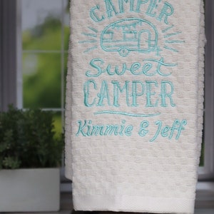 Personalized Camper Sweet Camper Kitchen Towel image 6