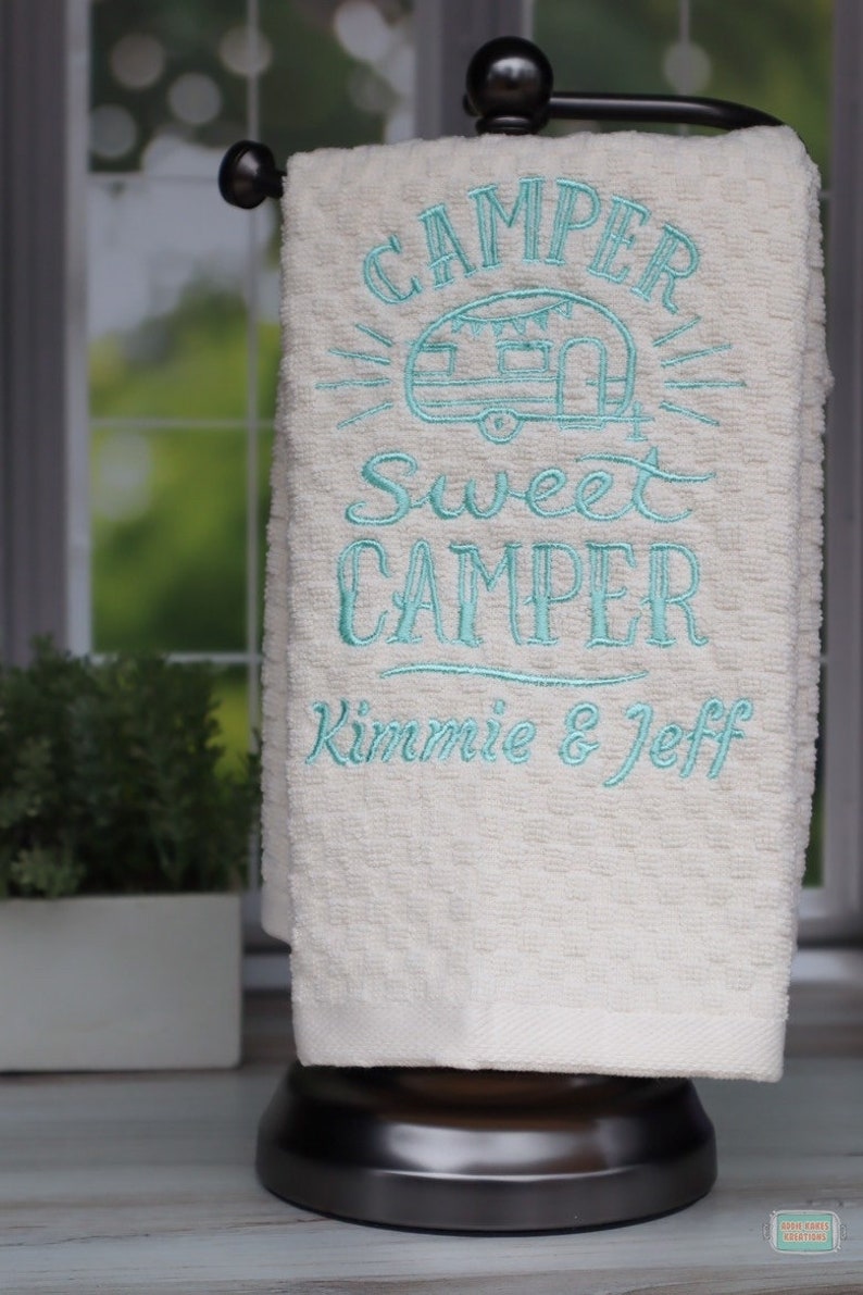 Personalized Camper Sweet Camper Kitchen Towel image 6