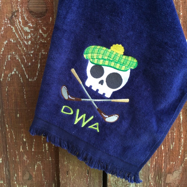 Personalized Golf Towel / Skull Golf Towel / Monogrammed Golf Towel