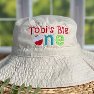 Personalized Big One Fishing Hat: Embroidered First Birthday Sunhat image 9